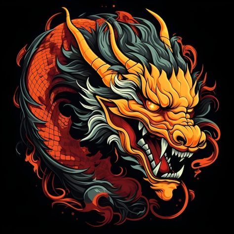 Photo chinese symbol of animal zodiac dr... | Premium Photo #Freepik #photo Photo To Stencil, Colorful Digital Art, Asian Dragon Tattoo, Dragon Chino, Animal Zodiac, Dragon Icon, Asian Dragon, Dragon Dance, Car Window Stickers