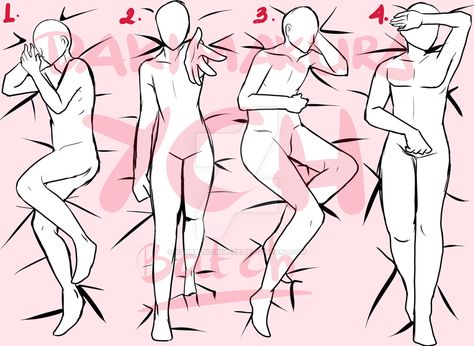 Pillow Reference, Anime Ych, Pillow Drawing, Seductive Pose, Drawing Body Poses, Body Reference Drawing, 캐릭터 드로잉, Drawing Templates, Poses References