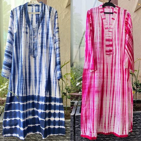 Abeera Mir on Instagram: “Lovely tie and dye kurtay at @darzi.store 💕 priced at  Rs: 3500/- #fashiontalkbyabeera #darzistore” Tie Dye Kurta Designs Women, Shibori Dress Indian Tie Dye, Shibori Kurti Designs, Tie And Dye Dresses Indian, Tie And Dye Kurti Design, Tie Dye Kurti, Tye And Dye Dress, Tye Dye Ideas, Tie And Dye Dresses