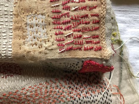 Claire Wellesley-Smith Diy Textiles, Contemporary Embroidery, Textile Fiber Art, Red Thread, Stitch Book, Slow Stitching, Fabric Book, Weaving Art, Stitching Art