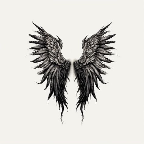 Angel Demon Wings Tattoo, Black Angel Wings Tattoo, Wings Tattoo Drawing, Demon Wings Tattoo, Angel Demon Wings, Angel Wings Tattoo On Back, Lisa Tattoo, Polynesian Tattoo Sleeve, Wing Tattoos On Back