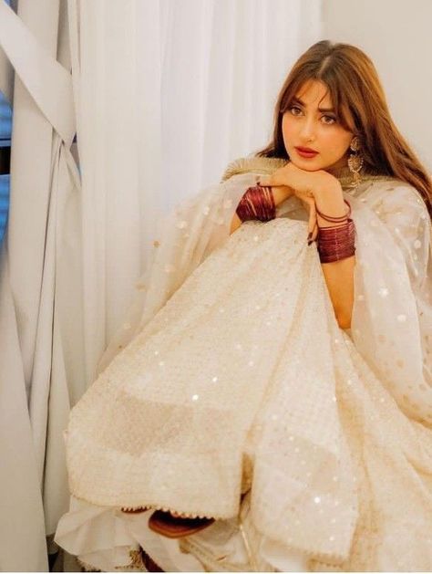 Sajal Ali Instagram, Long Party Gowns, Sajal Aly, Nikkah Dress, Sajal Ali, Desi Fashion Casual, Winter Fashion Outfits Casual, Iconic Dresses, Simple Pakistani Dresses