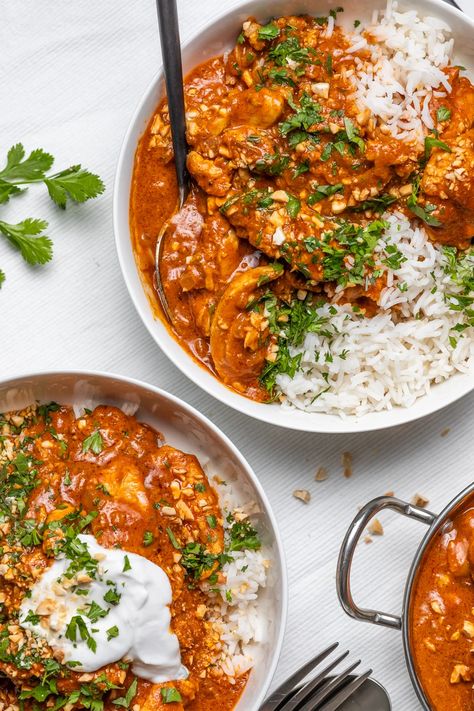 Butter Chicken with Cashews, gluten-free, dairy free Chicken Recipe Dairy Free, Dairy Free Butter Chicken, Healthy Butter Chicken, Chicken With Cashews, Easy Butter Chicken Recipe, Healthy Butter, Gluten Free Naan, Easy Butter Chicken, Butter Chicken Recipe Easy