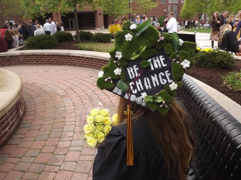 Environmental science grad cap Graduation Cap Designs Plants, Graduation Cap Designs Environmental, Ecology Graduation Cap, Environmental Graduation Cap, Environmental Science Graduation Cap, Nature Graduation Cap, Environmental Science Aesthetic, Biology Graduation Cap, Science Graduation Cap