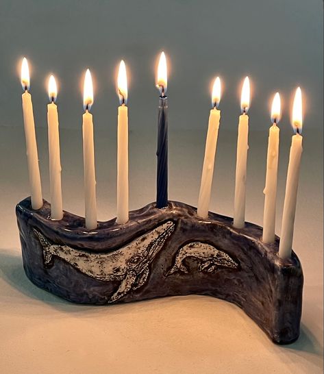 Clay Menorah, Ceramic Judaica, Hannukah Candles, Diy Menorah, Clay Candle Holders, Candles In Fireplace, Clay Candle, Pottery Inspo, Summer Preschool