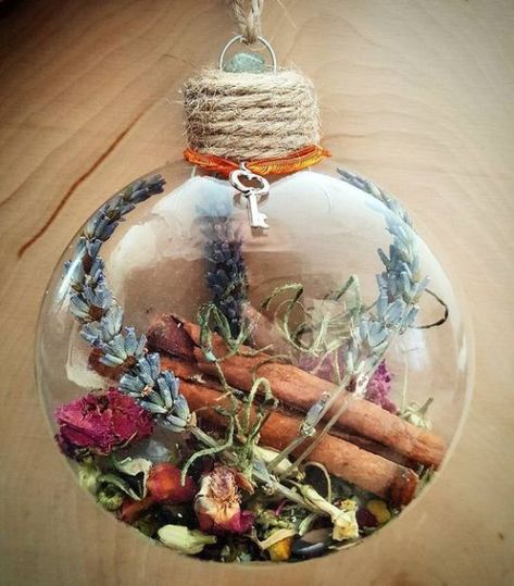 Magpie's Magic Nest Green Witch Gifts, Spell Jar Ornaments, How To Make A Witch Ball, Home Decor With Crystals, Witchcraft Room Ideas, Witch Ornaments Diy, Spiritual Crafts Ideas, Crafts For Witches, Deer Antler Decor Diy