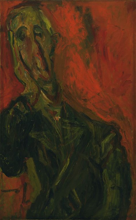 Chaim Soutine. Man in a Green Coat. c. 1921. Oil on canvas.May Schoenborn Bequest. 830.1996. © 2016 Artists Rights Society  Painting and Sculpture MOMA NYC Chaim Soutine, Franz Marc, Classic Paintings, Jewish Art, Green Coat, Classical Art, Minsk, Museum Of Modern Art, Figurative Art