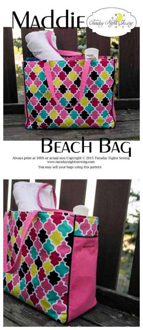 Free sewing pattern for this large and roomy beach tote bag. Has zipper pocket, magnetic snap etc. Easy to adapt pattern for your own size/pockets etc. Beach Tote Pattern, Diy Beach Bag, Beach Bag Pattern, Tote Bag Pattern Free, Projek Menjahit, Free Sewing Pattern, Sewing Bags, Modern Bag, Trendy Sewing