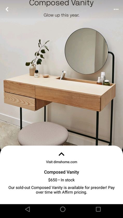 Vanity Update, Minimalism Living, Makeup Desk, Make Up Desk Vanity, Room Ideas Bedroom, Aesthetic Bedroom, My New Room, Aesthetic Room Decor, New Room