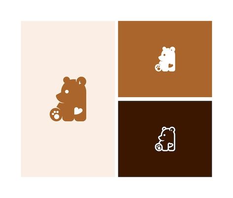 Bear Packaging Design, Bear Logo Inspiration, Publication Layout, Bear Vector Illustration, Sleep Logo, Teddy Logo, Teddy Bear Logo, Bear Logo Design, Animals Logo