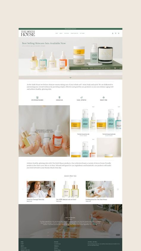 Shopify Website for The Sixth House Skincare Esthetician Website, Skincare Website, Dream Clients, Shopify Website Design, Healthy Glowing Skin, Dream Client, Creative Business Owner, Shopify Website, Web Designer