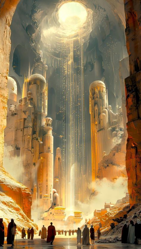 Advanced Civilization Concept Art, Science Fantasy Aesthetic, Fantasy Cities, Author Branding, Spiritual Realm, Fantasy Worlds, Fantasy City, Modern Fantasy, New Earth