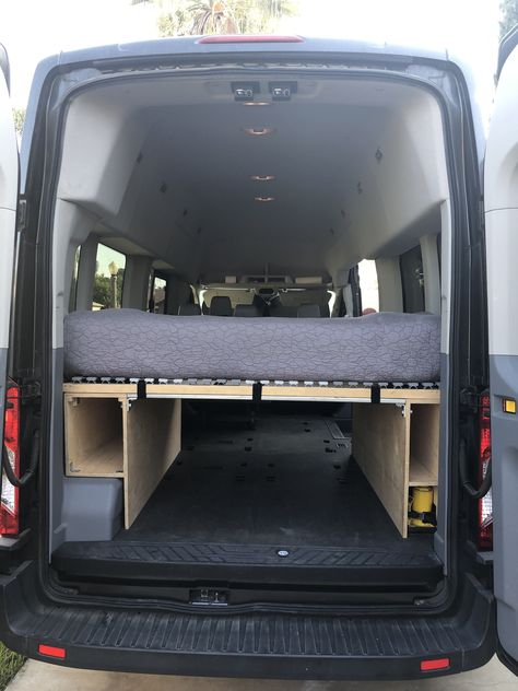 Queen Bed setup for sale. 2016 Ford Transit 350... Ford Transit Bed Ideas, Ford Transit Camper Conversion, Bed Setup, Van Bed, Ford Transit Camper, Transit Camper, Camper Conversion, Queen Mattress, I Am A Queen