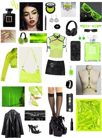 Brat Rave Outfits, Charlie Xcx Outfits Brat, Brat Green Outfit, Charli Xcx Brat Outfit, Charli Xcx Costume, Brat Outfit Charli, Green Day Concert Outfit, Lime Green Outfit Ideas, Brat Birthday