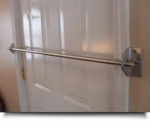 SAFE Security Door Bar System     is constructed of 2 - 4" long x 1/4" thick aluminum angle extrusion with 4 pre-drilled holes using 4- 2 1/2" lag bolts on each side to mount into the frame studs of your home. Safe Home Security, Door Bar, Home Security Tips, Wireless Home Security Systems, Best Home Security, Wireless Home Security, Home Alarm, Security Tips, Home Defense