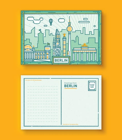 Postcard Design Ideas, Draw Buildings, Postcard Drawing, Post Card Design, Envelope Template Printable, Cities Of The World, City Postcard, I Was A Child, Pastel Designs