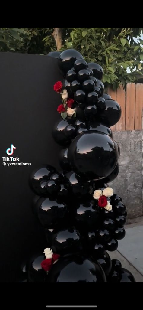 Red And Black Party Decor, Black And Red Theme Party, Red And Black Theme Party, Red And Black Birthday Theme, Black And Red Birthday Theme, Black Themed Birthday Party, Red And Black Party, Quinceanera Theme, Quince Decor