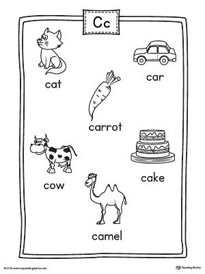 Letter C Word List with Illustrations Printable Poster Worksheet.Use the Letter C Word List with Illustrations Printable Poster to play letter sound activities or display on a classroom wall. C Sound Activities, Alphabet Letter Hunt, Nursery Books, Sounds Worksheet, Letter C Worksheets, Sound Activities, Letter B Worksheets, Letter Sound Activities, Printable Alphabet Worksheets