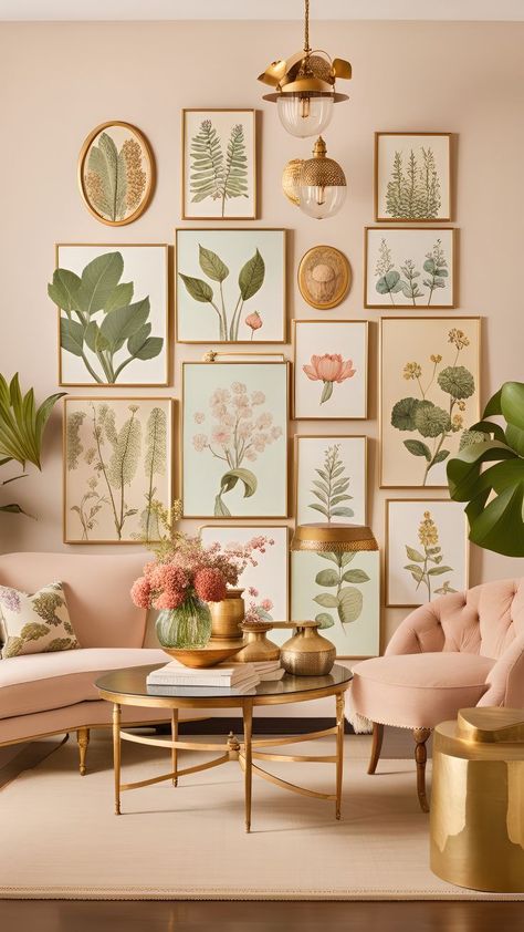 Chic and Charming: The Allure of Pink Floral Living Room Designs Rosy Reverie: Discover the Art of Pink Floral Living Room Elegance Anthropologie Inspired Living Room, Living Room Plants Decor, Floral Living Room, Botanical Gallery Wall, Living Room Plants, Living Room Decor Inspiration, Trendy Living Rooms, Pink Decor, Inspired Living