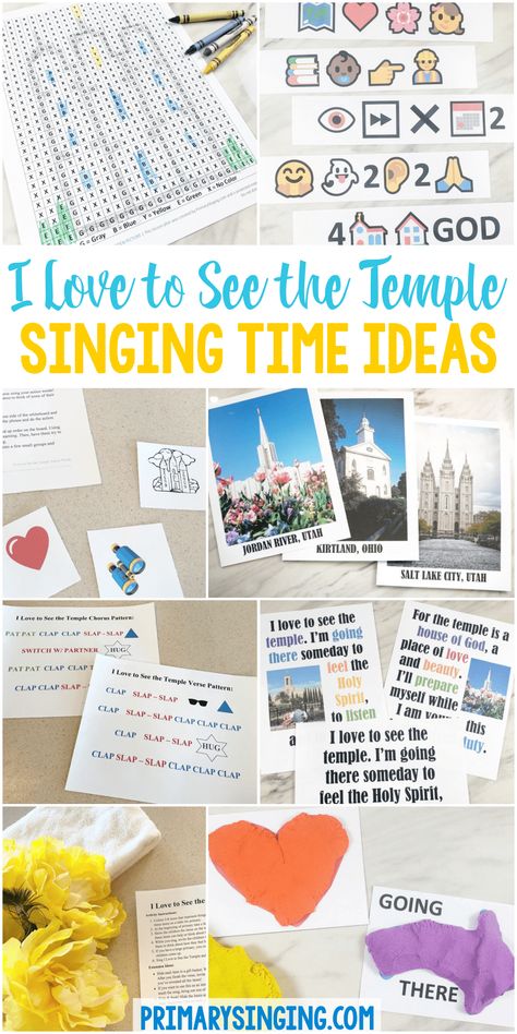 I Love To See The Temple Singing Time, Lds Nursery, Singing Time Ideas, Lds Primary Singing Time, Primary Chorister, Props Free, Primary Songs, Printable Lesson Plans, Primary Singing Time