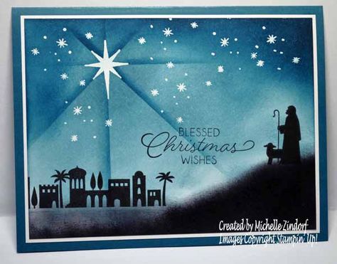 Night In Bethlehem, Nativity Christmas Cards, Christmas Cards 2017, Bethlehem Christmas, Religious Christmas Cards, Homemade Christmas Cards, Stampin Up Christmas Cards, Stampin Up Christmas, Religious Christmas