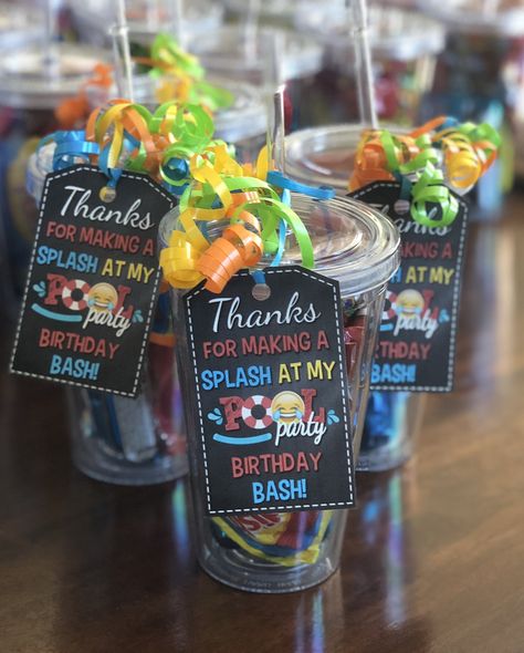 Pool Party Birthday Ideas Boys, Pool Party Party Favors Kids, Water Park Party Favors, 4th Birthday Pool Party For Boys, Pool Party Gift Bags For Kids, Pool Party Goodie Bags, Water Park Theme Birthday Party Ideas, Pool Party Birthday Ideas For Kids, Beach Party Favors For Kids