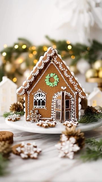 Blog about beautiful food on Instagram: "@nm_meiyee" Ikea Gingerbread House, Homemade Gingerbread House, Ginger Bread House Diy, Gingerbread House Cookies, Gingerbread Diy, Holiday Party Themes, Cookie House, Gingerbread House Decorations, Christmas Mix