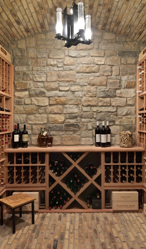 Stone Wine Cellar, Wine Cellar Small, Unique Wine Cellar, Wooden Wine Cabinet, Wine Room Design, Cellar Ideas, Wine Cellar Basement, Oven Outdoor, Brick Floor