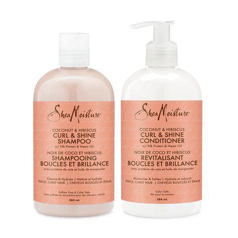 Shea Moisture Coconut & Hibiscus Curl & Shine Gift Set with Shampoo & Conditioner for Thick, Curly Hair 384 ml (Pack of 2) Shea Moisture Coconut, Coconut Hibiscus, Curl Shampoo, Shea Moisture, Thick Curly Hair, Shea Moisture Products, Shampoo Conditioner, Shampoo And Conditioner, Hibiscus