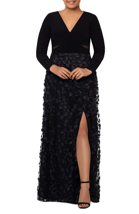 Plus size dress black woman | Nordstrom Formal Wedding Guest Dress, Evening Gowns With Sleeves, Curvy Bride, Plus Size Gowns, Gown Plus Size, Sleeve Gown, Formal Dresses Gowns, Long Sleeve Gown, Embellished Gown