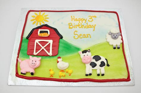 Bakery Software by BakeSmart Farm Animal Theme Cake, Animal Theme Cake, Farm Animal Cake, Wilton Decorating Tips, Farm Birthday Cakes, Cake Sheet, Farm Animal Cakes, Farm Baby Shower, Farm Themed Birthday Party