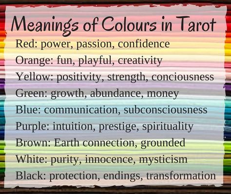 Meanings Of Colors In Tarot Meaning Of Colors, What Are Tarot Cards, Tarot Significado, Tarot Cards For Beginners, Learning Tarot Cards, Tarot Gratis, Tarot Card Spreads, Tarot Tips, Tarot Meanings