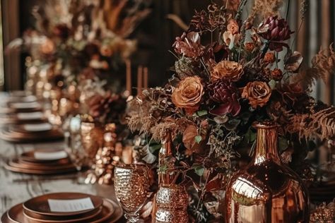 How To Create The Perfect Copper Wedding Emerald And Copper Wedding Theme, Emerald And Copper Wedding, Copper Wedding Theme, Copper Decor, Copper Wedding, Event Styling, Wedding Theme, Vision Board, To Create