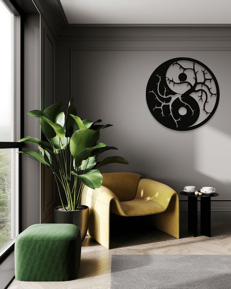 Yin Yang Wall, Gold Metal Wall Art, Metal Wall Art Living Room, Black Metal Wall Art, Mandala Wall Decor, Wall Art Bathroom, Large Metal Wall Art, Tree Wall Decor, Art Bathroom