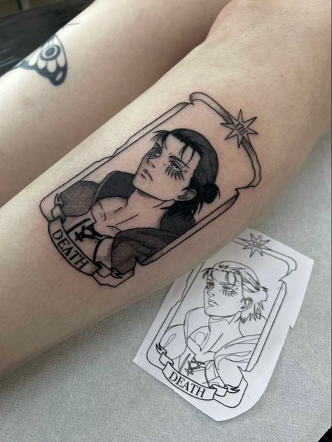 Eren And Mikasa Tattoo, Attack On Titan Tattoo Eren, Big Leg Tattoos, Eren Yeager Tattoo, Mikasa Tattoo, Eren Jaeger Tattoo, Attack On Titan Tattoo Ideas, Titan Tattoo, Attack On Titan Tattoo