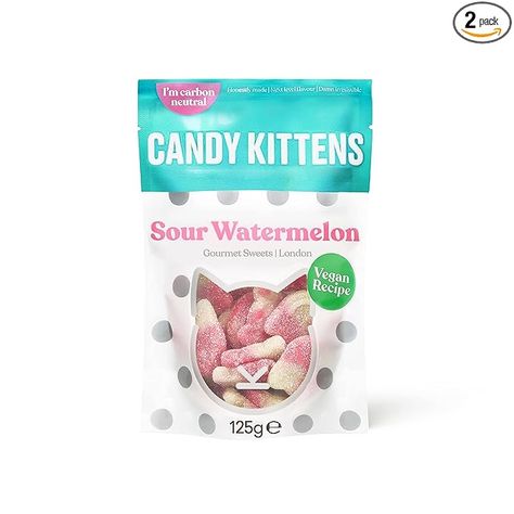 Candy Kittens Sour Watermelon Gourmet Sweets Bag Dried Watermelon, Gummy Sweets, Gourmet Sweets, Vegan Gummies, Gourmet Candy, Best Sweets, Cat Birthday Party, Gourmet Vegan, Watermelon Juice