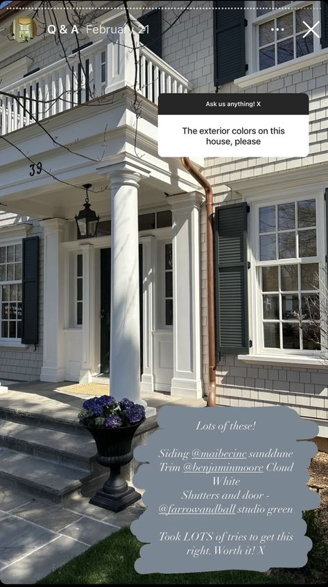 Blue Colonial House Exterior, Painted Brick Colonial, Blue Colonial House, Colonial Paint Colors, Cape House Exterior, Exterior Home Color Schemes, Colonial House Exterior, Traditional Exterior Homes, Colonial House Exteriors