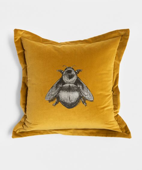 Napoleon Bee, Gold Accent Pillows, Gold Home Accessories, Gold Throw Pillows, Timorous Beasties, Gold Home Decor, Luxury Cushions, Bee Print, Bees Knees