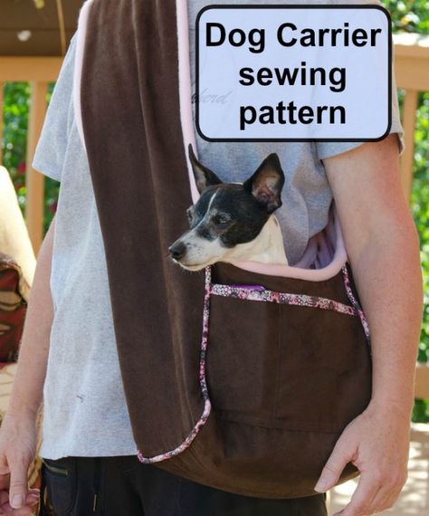 Sewing pattern for a dog carrier. This sturdy bag is designed to carry a small dog. Included is a wide comfy strap, a sturdy strong bag, a soft cushioned base and a safety strap for the dogs collar. Sew a bag to carry a small dog. #SewABag #SewAPetBag #DogCarrierSewingPattern #SewingPatternForDogs #BagSewingPattern Small Dog Carrier Bag, Dog Sling Pattern Free, Pet Carrier Diy, Dog Carrier Pattern, Diy Dog Bag, Doggie Sweaters, Dog Carrying Bag, Dog Carrier Purse, Dog Clothes Patterns Sewing