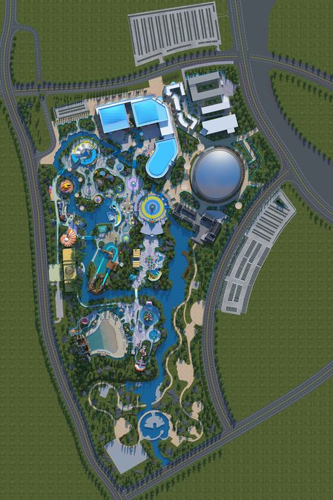 Theme Park Architecture, Theme Park Ideas, Water Park Design, Amusement Park Plan, City Parks Design, Theme Park Design, Resort Hotel Design, Ocean Kingdom, Theme Park Planning