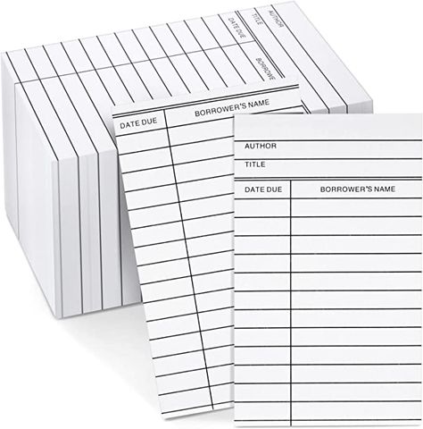 Amazon.com : 600 Pack Blank Library Cards for School Book Checkouts, CDs, DVDs, Vinyl Records, Classroom Supplies, Record Keeping, Tracking, Organizing, White (3 x 5 Inches) : Office Products Personal Library Kit, Library Checkout, Library Card Catalog, Library Week, Library Pockets, Library Cards, Library Organization, Library Science, School Supplies Shopping