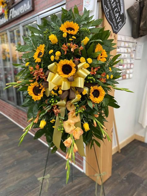 Summer Casket Spray, Tropical Casket Spray, Sunflower Casket Spray, Casket Spray Wildflowers, Woodsy Casket Spray, Casket Spray, Sunflower Arrangements, Sympathy Arrangements, Casket Sprays