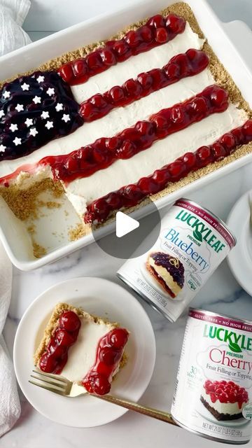 Lise Ode | Mom Loves Baking ® on Instagram: "#AD Looking for a cute and yummy dessert for the Memorial Day party?  Be the star of your neighbor’s Memorial Day party with this patriotic and delicious American Flag Cheesecake made with @lucky_leaf_fruit_filling !  Friends and family will go crazy over this super cute no-bake cheesecake with a festive flag pattern on top made of yummy Blueberry and Cherry Lucky Leaf Fruit Fillings!  Find the recipe on the Lucky Leaf website - link in my bio.  #LuckyLeaf #BakingWithLuckyLeaf #PieFilling #DeliciousDesserts #HomemadeDesserts #SummerDesserts #Dessertideas #EasyRecipes #MemorialDay #FourthOfJuly  American Flag Cheesecake - Lucky Leaf" American Flag Cheesecake, Flag Cheesecake, Memorial Day Party, Lucky Leaf, Blue Desserts, Cold Desserts, Bake Cheesecake, Yummy Dessert, Fruit Filling