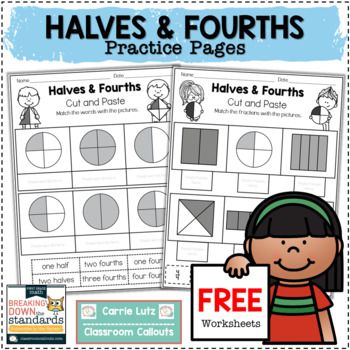 Free Partitioning Halves & Fourths Practice Pages - 1st Grade Fractions Fractions First Grade, 1st Grade Fractions, First Grade Fractions, Partitioning Shapes, Teach Fractions, Composite Shapes, Two Dimensional Shapes, Teaching Fractions, Cut And Paste