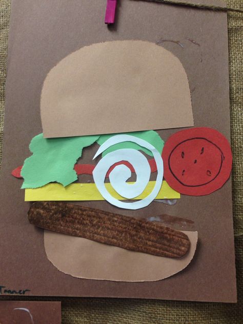 H is for hamburger Hamburger Preschool Craft, Burger Crafts For Kids, Hamburger Craft, Burger Craft, Dog Art Projects, School Age Crafts, Craft Burger, Food Activities, K Crafts