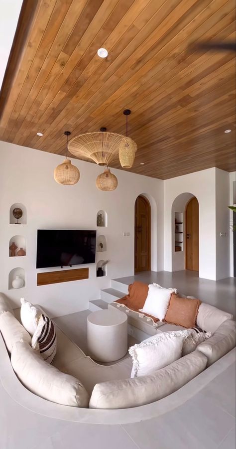 Japanese House Modern, Sofa Interior Design, Bali Style Home, Sofa Interior, Private Swimming Pool, Bali House, Sunken Living Room, House Extension Design, Cosy Living Room