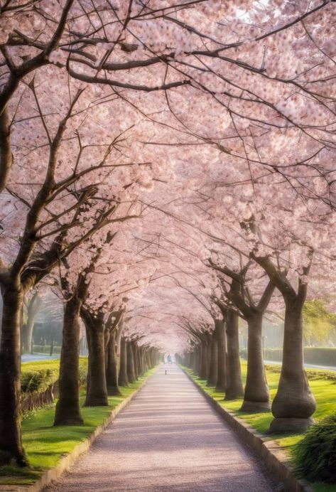 cherry blossom avenue Check more: https://paintlyx.com/cherry-blossom-avenue/ Tree Grove, Kim House, Cherry Blossom Trees, Oil Pastel Art, Pink Trees, Tree Line, Cherry Blossom Tree, Spring Aesthetic, Blossom Trees