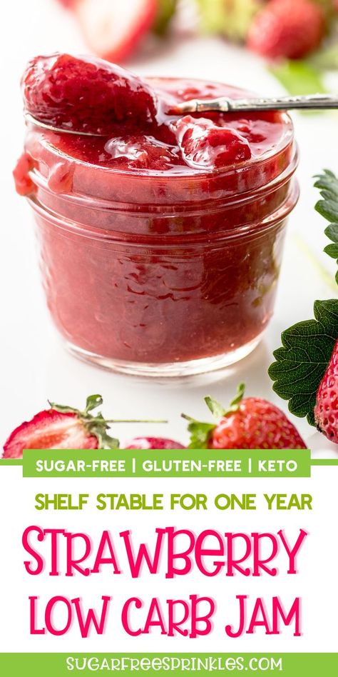 Sugar Free Jelly Recipes, Jalapeños Jelly, Keto Strawberry Jam, Healthy Jam, Sugar Free Strawberry Jam, Canning Jam Recipes, Low Sugar Jam, Sugar Free Jam, Stock Your Pantry