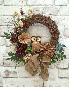 Front Door Wreaths, Fall Door Wreaths, Farm House Wreaths, Wreaths for Door,  Grapevine Wreath, Burlap Door Wreaths, Wreaths for Door | Front door wreaths ,… Front Door Wreaths Diy, Dekoratívne Vence, Owl Wreaths, Front Door Wreaths, Snowflake Wreath, Colorful Wreath, Vine Wreath, Door Wreaths Diy, Wreaths Diy