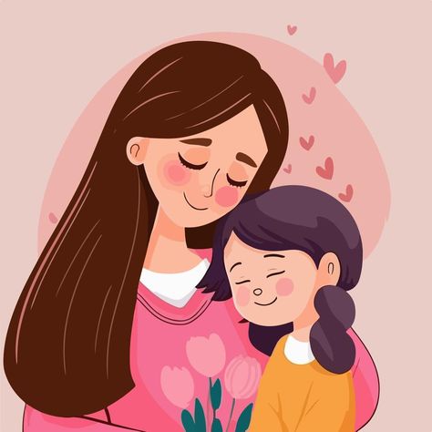 Mother And Daughter Drawing, Mothers Day Cartoon, Hugging Drawing, Mothers Day Drawings, Mom Drawing, Happy Mom Day, Mothers Day Images, Mothers Day Pictures, Mother Pictures